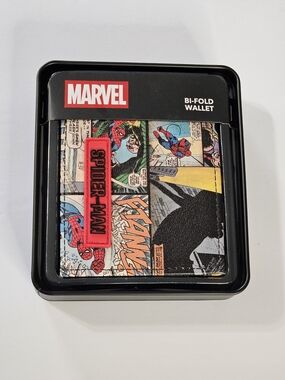 Marvel Spider-Man Spiderman Comic Panel Bi-Fold Wallet in Collector Tin